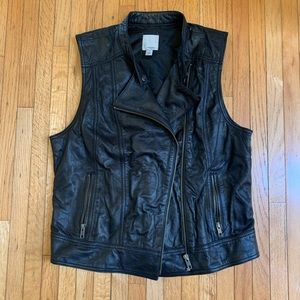 Halogen Faux Leather Vest Black